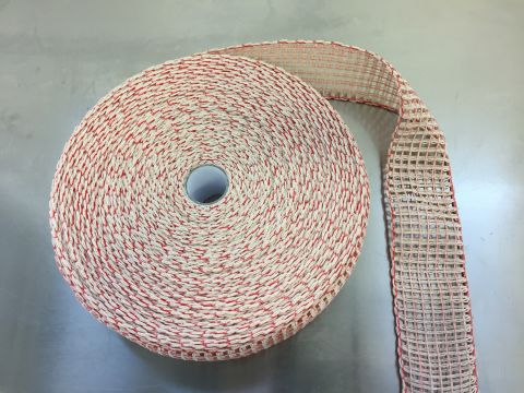 rete elastica misto cotone bianco/rossa doppia trama